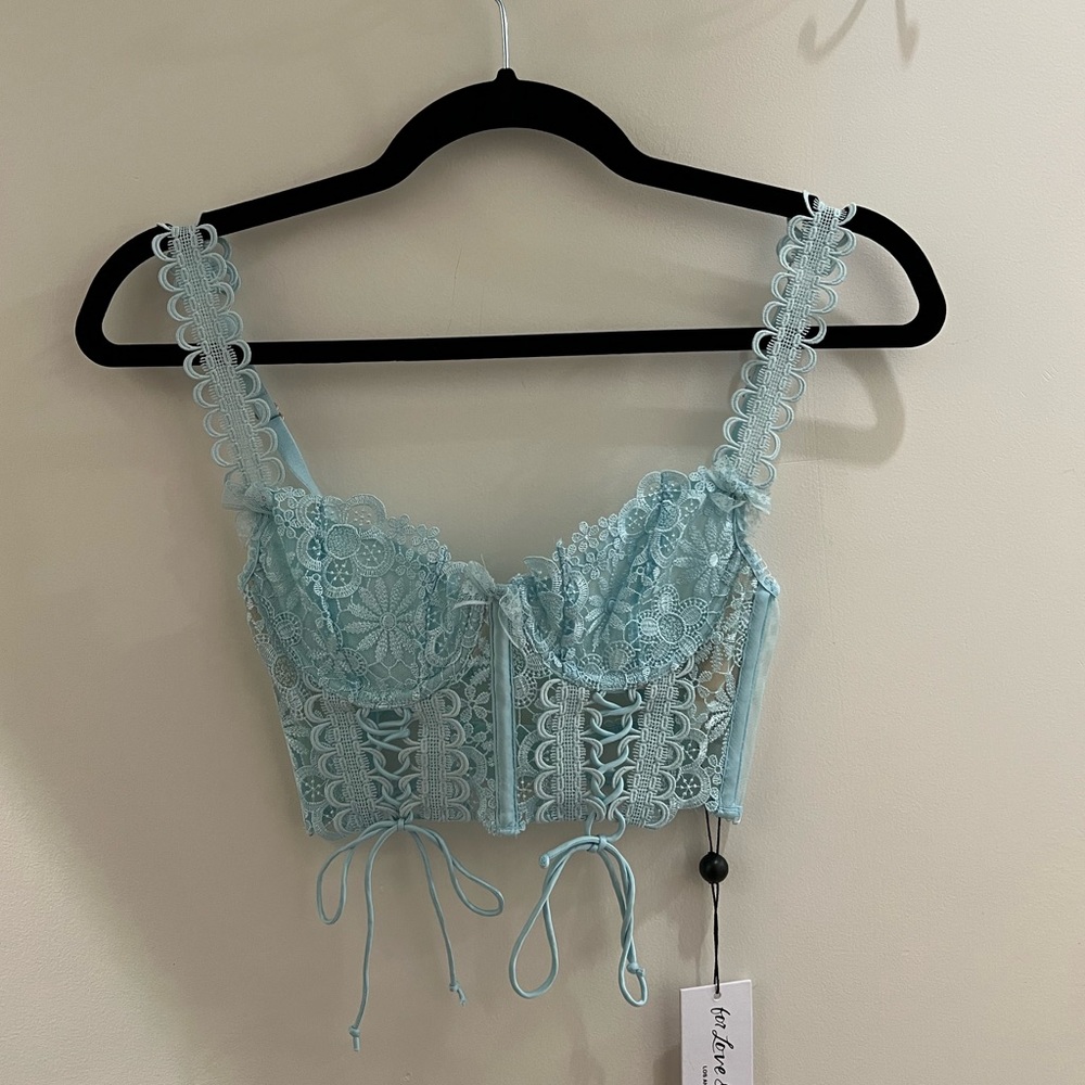 For Love & Lemons Blue Lace Bustier